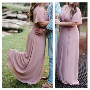 Baltic Born - Ivy Nude Rose Wrap Maxi Dress - Size L